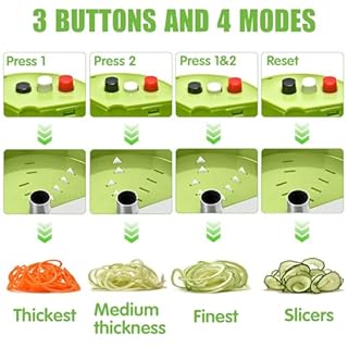 Spiralizzatore di Verdure Affettatrice a Spirale per Verdure Spaghetti di Zucchine Attrezzo Affettatrice Grattugia per Fare Pasta Vegetale, Cetriolo, Carote Tagliuzzati