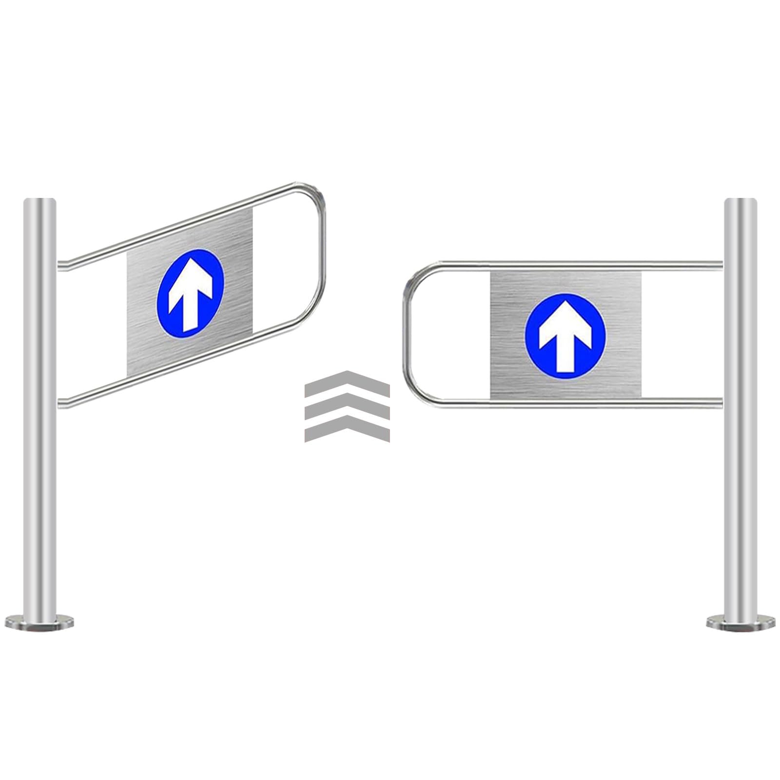Portillon de sécurité à ouverture 90° en métal pour guider le trafic en allée