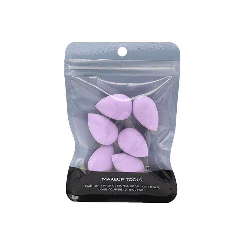 Conjunto com 6 mini esponjas de maquiagem multicoloridas Fansoftiks, roxas