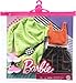 Barbie Fashions 2-Pack Clothing Set, 2 Outfits Doll Include Green Sweatshirt Dress, Sleeveless Top & Skirt & 2 Accessories