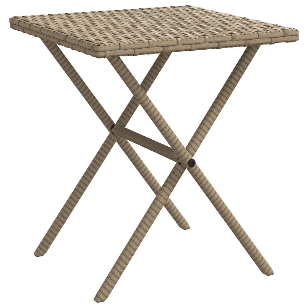 Juego de 2 tumbonas con mesa beige de poliratán | Cómodas tumbonas de jardín con respaldo ajustable en 3 posiciones, mesa auxiliar y cojines para terraza y piscina.