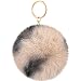 Yaomiao Porte-Clés Pompons avec Anneau Plaqué Or, Porte-Clés Boule Moelleux, Ornement Porte-Clés en Fausse Fourrure Pelucheux, Boule Molle Floue Breloque de Sac, Pendentif Suspendu (Noir et Beige)