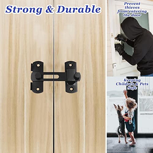 Double 2 C Barn Door Lock, Sliding Barn Door Lock Hardware Gate Latches, Carbon Steel Door Latches For Barn Door Cabinet Window Closet Door, Black #TOP3