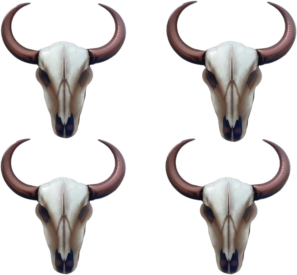 4PCS 37"x30" Western Long Horn Cow Balloons, wild west cowboy theme party decorations for western Party,Cowgirl Birthday,Ranch rodeo，last rodeo bachelorette, halloween Party Supplies