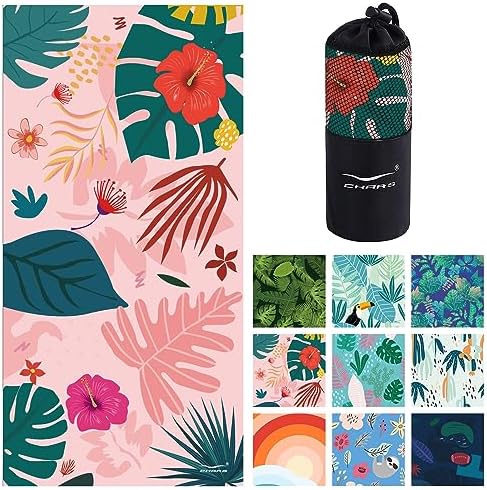CHARS Microfiber Quick Drying Beach Towels (30″ x 60″) with a Carrying Bag, Super Absorbent Towel, Sand Free Towel, for Kids, Teens, Adults, Travel, Gym, Camping, Pool, Yoga, Outdoor and Picnic