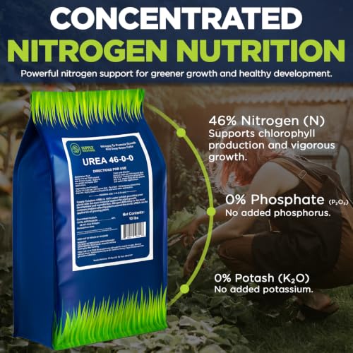 Image of Supply Solutions Urea 46-0-0 Nitrogen Fertilizer to Stimulate Lush Growth and Deep Green Color - Plant Food Plant Fertilizer for Plants Lawn Garden - Bloom Booster for Flowers, Fruits (10lbs)