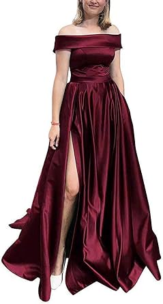 Womens Off The Shoulder Prom Dresses Long Split Evening Party Ball Gown WY005