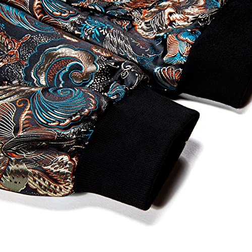 Barry.wang Mens Tailored Windbreaker Jacket Floral Paisley Coat Classic Streetwear For Wedding Party Prom Outwear Zipper Varsity Jackets #TOP5