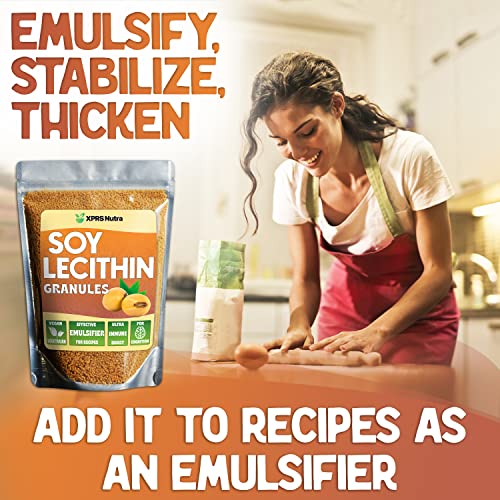Xprs Nutra Soy Lecithin Granules Non Gmo - Lecitina De Soya - 100% Pure Soy Lethicin Granules - Premium Soya Lethicin Granules - Food Grade Fat Emulsifier Suitable For Baking (8 Ounce) #TOP1