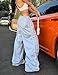 Shebote Womens Parachute Pants Wide Leg Baggy Y2K Elastic Waist Jogger Sweatpants Track Pants Streetwear(0046-LightBlue-M)