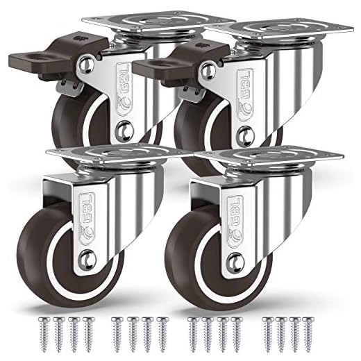 GBL - 4 Rollen für Möbel + Schrauben 50mm 200KG Transportrollen Set | Lenkrollen mit bremse | Schwerlastrollen rollen für Palettenmöbel | Möbelrollen