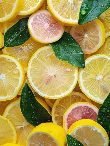 Diamond painting adulte citron : kit complet de broderie diamant fruits 40x50cm G0-421