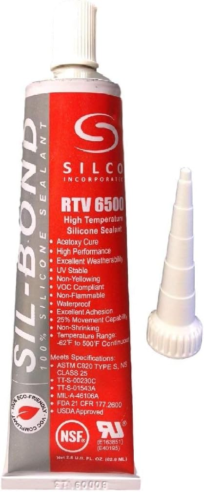 Sil-Bond RTV 6500 High Temperature Industrial Construction Grade Silicone - Red (2.8oz)
