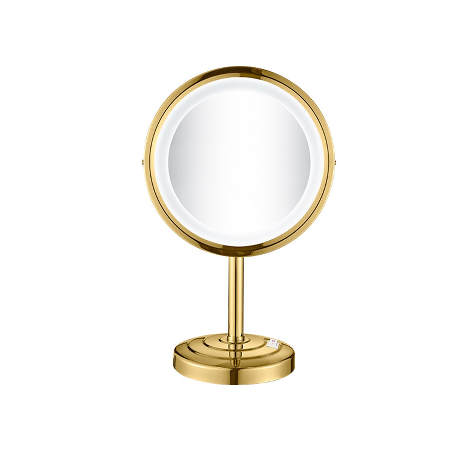 CBLdF LED Desktop Single Sided Makeup Mirror, 8In Desktop Beauty Mirror White Light,Gold,5X
