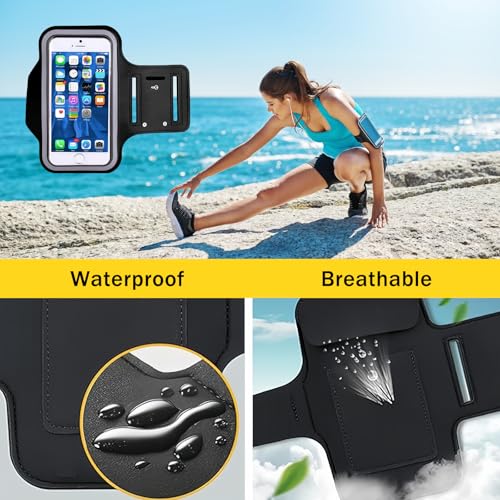 ZWWOGE Joggen Sportarmband Handytasche Joggen Running Joggen Zubehör Fitnessstudio Zubehör- Handyhalterung Arm mit Airpods Tasche für MP3-Player/iPhone 16/15/14/13 Pro Max Galaxy S24+/S23+/S22/S21(7\)