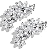 Nogeqi 2 Pcs Rhinestone Hair Clips, Silver Hair Clips, Crystal Fancy Hair Clip for Women, Sparkly Rhinestone Barrettes for Women, Bridal Hair Accessories for Women, Wedding, Prom