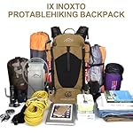 IX INOXTO Hiking Backpack, Waterproof Hiking Daypack with 3L Water Bladder and Rain Cover, Lightweight Travel Camping Backpack for Men Women (Khaki) - Image 5