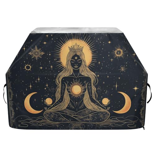 Muse Moon Godness - Funda para parrilla de gas para barbacoa al aire libre, 65 pulgadas, impermeable, resistente, con cordón ajustable para polvo y viento