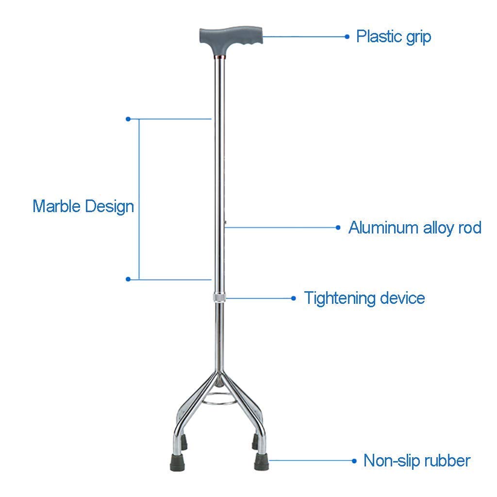 Bastone da Passeggio quadrupede Regolabile con Base Piccola, Impugnatura Comoda, Il Bastone fornisce Supporto e stabilità Extra, ausilio per la Mobilità Limitata Durevole, stampelle Times