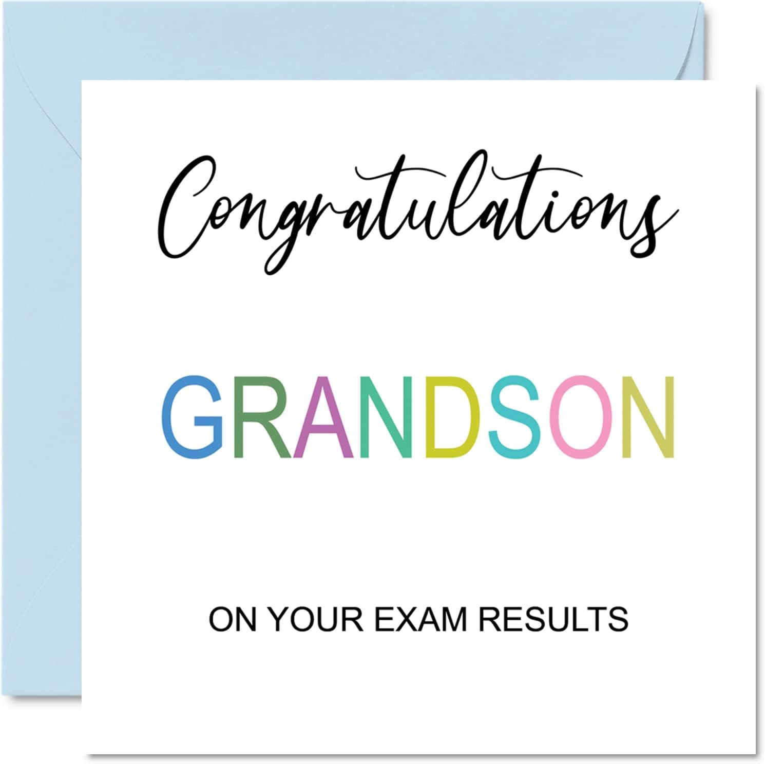 Congratulations Grandson Cards - On Your Exams - Proud of You Card Congrats Graduation Degree Exam Results School College Exams GCSE A Level Uni, 145mm Well Done Greeting Cards