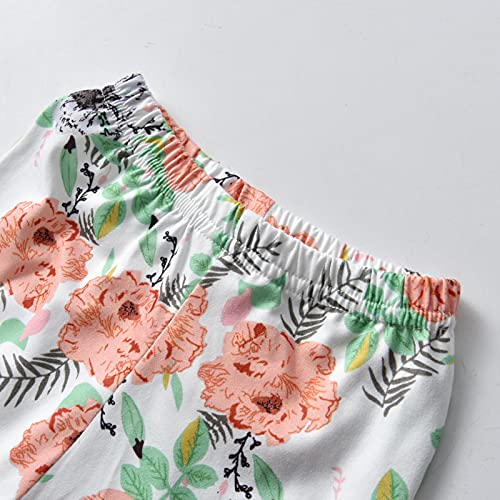 Kulcerry Toddler Baby Girl Clothes Solid Color Long Sleeve Ruffle Tops Floral Pants Headband Outfits Set (18-24 Months, Green #TOP5