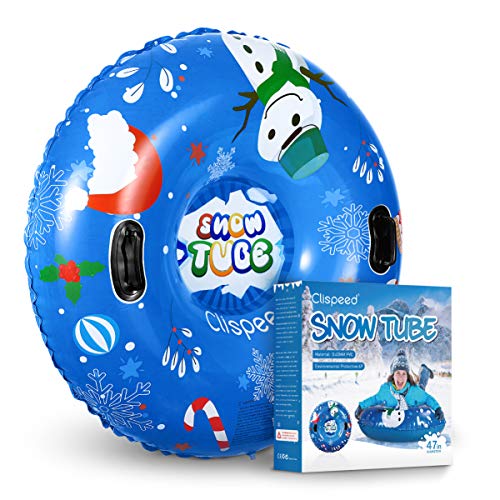CLISPEED Snow Tube Heavy Duty Freeze-Resistant Inflatable Large Snow Sled with Handles for Sledding