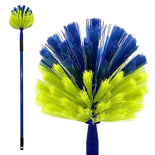 Domed Cobweb Duster with Telescopic Handle Cobweb Brush Extendable up to 171cm Long Handled Duster Brush for Indoor Corner Cleaning