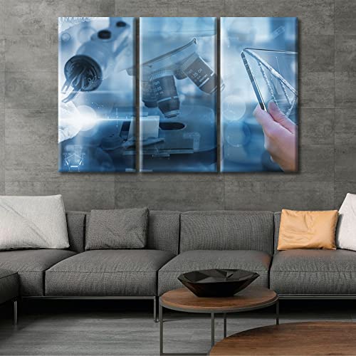 Image of TUMOVO Canvas Wall Art Future Smart Medical Technology Concept Poster Wall Art Canvas Print 3 Pieces Medical Artwork Paintings Wall Decor for Bedroom Framed Ready to Hang, 60 inch Wx40 H