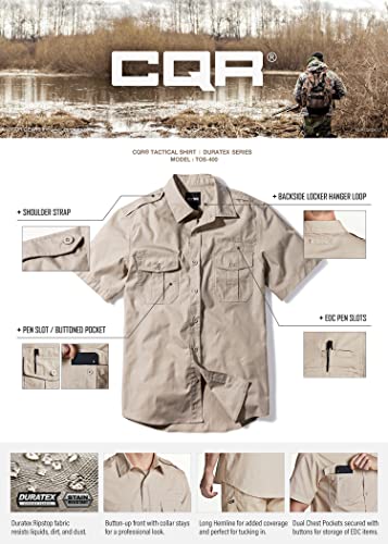 Cqr TOS400 Men'S Short Sleeve Work Shirts, Ripstop Military Tactical Shirts, Outdoor Upf 50+ Breathable Hiking Shirt thumb #6