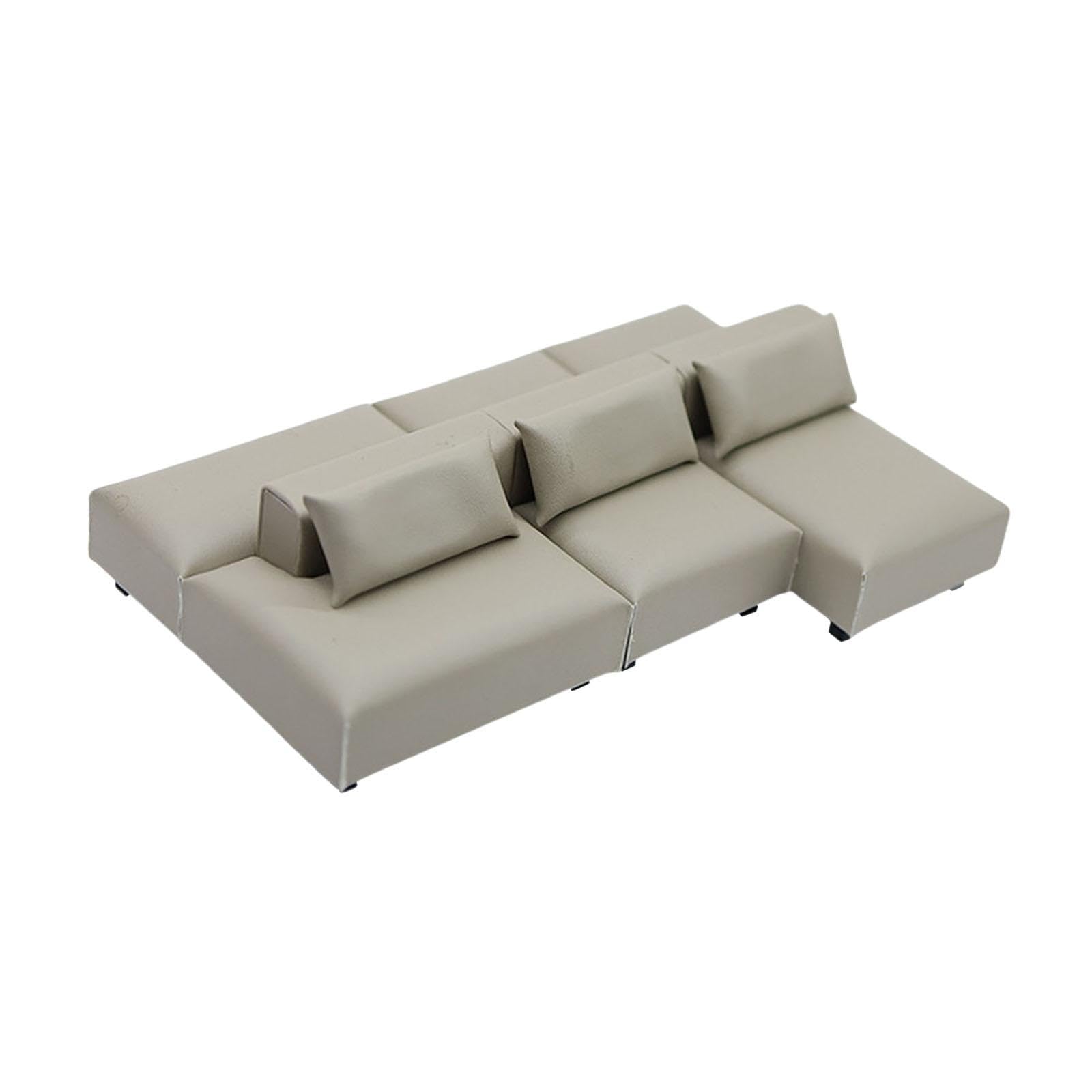 harayaa Sofá Miniatura para Casa de Muñecas, Sofá Moderno para Casa de Muñecas, Juguete de Juego de Imitación, Micromuebles, Cojín Artificial, Fabricado, S 2 Rows Gray
