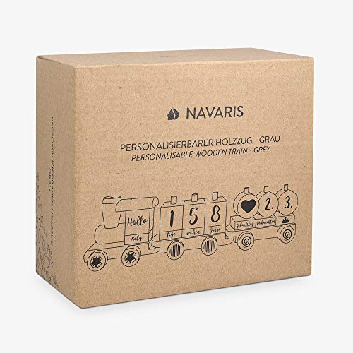 Navaris Holz Eisenbahn Holzzug für Kinder - Zug Holzspielzeug mit Buchstaben Zahlen - Baby Spielzeug personalisierbar… – Bild 8