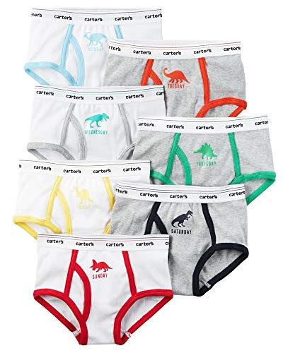 Carter's Boy`s 7 Pack Briefs Dinosaurs (D31G139) / Red/Yellow/Green/Blue 2-3T