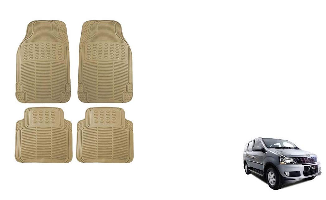 Autoladders Beige Rubber Foot/Floor Mat Set of 4 for Mahindra Xylo