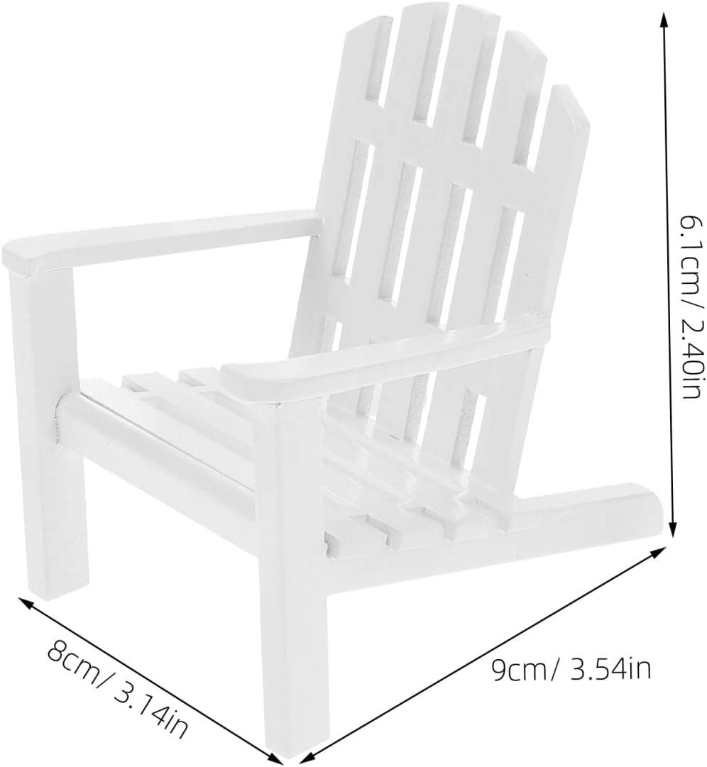 Abaodam 2Pcs Miniature Wooden Chair for Wedding Cake Topper, White Dollhouse Furniture Mini Chair for Fairy Garden, Tabletop Micro Decor and Home Decoration