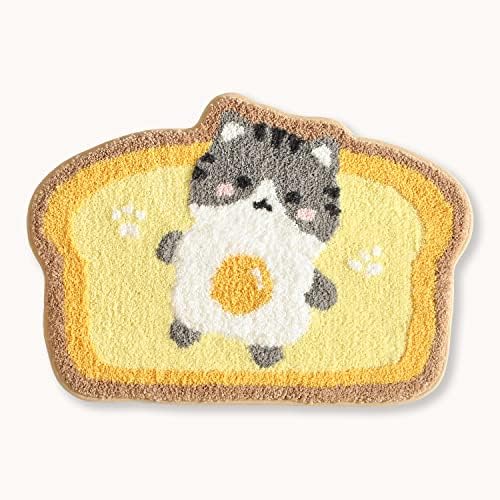 Molesun Toast Bathroom Rug 18" x 26" Non Slip Bath Mat Soft Shower Rug Plush Microfiber Water Absorbent Thick Shaggy Floor Mats, Machine Washable, Cat