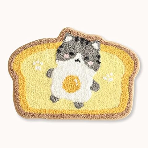 Molesun Toast Bathroom Rug 19.6" x 31.4" Non Slip Bath Mat Soft Shower Rug Plush Microfiber Water Absorbent Thick Shaggy Floor Mats, Machine Washable, Cat Cover