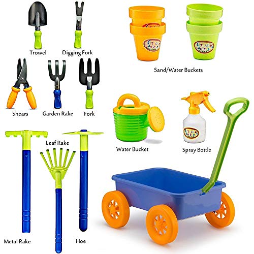 image for Liberty Imports Garden Wagon & Tools Toy Set for Kids with 8 Gardening