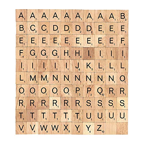 100 Pcs Scrabble Tiles Games Wood Letters A-Z Capital Letters For Crafts, Pendants, Spelling #TOP3