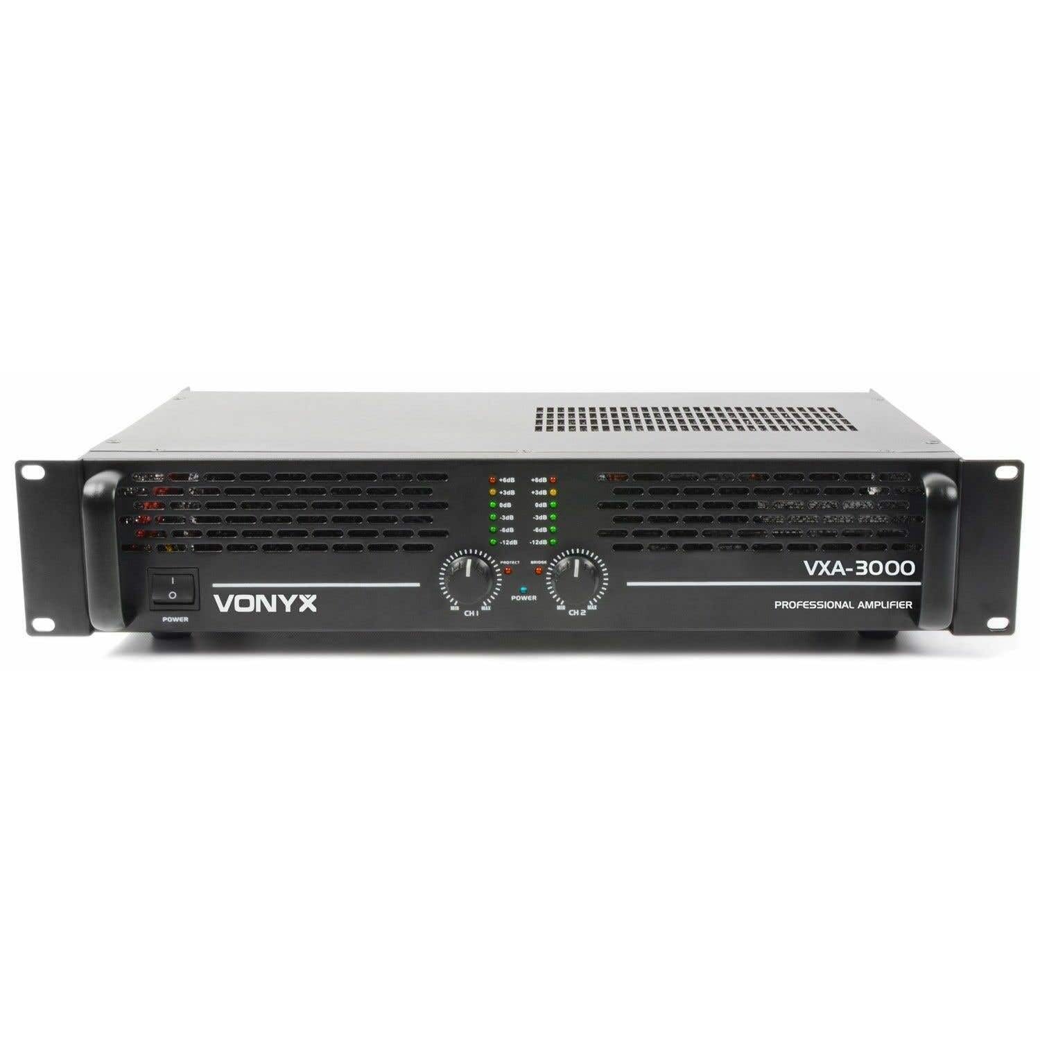 Vonyx VXA-3000 - Amplificateur Professionnel, 2x 1500 Watts, Connexion en Pont, Amplificateur Stéréo Haute Qualité, Idéal DJ et DJ Mobiles