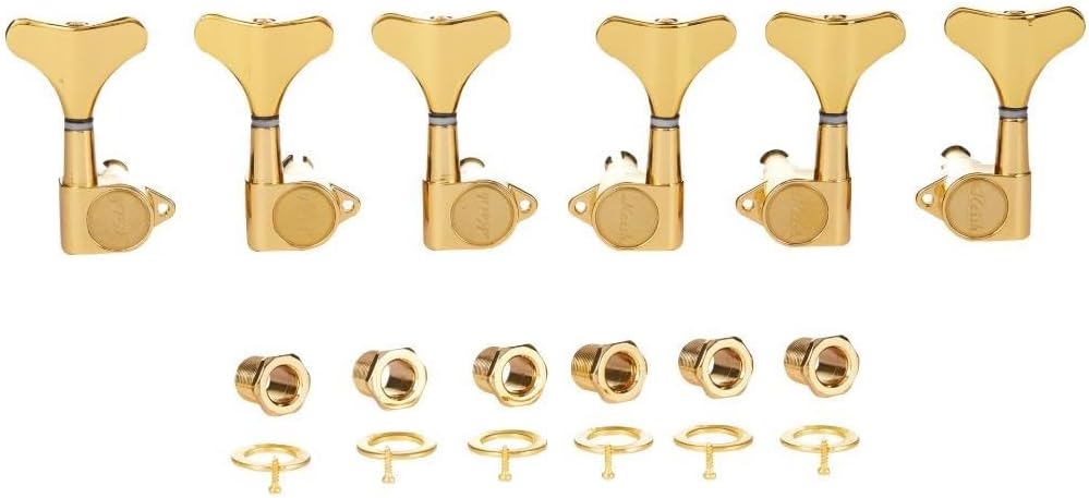 6 String 18:1 Sealed Bass Tuners Bass Guitar Tuning Keys Pegs Bass Tuning Machines Compatible with Ibanez/Yamaha Style Acoustic/Electric Bass Gold 3L/3R