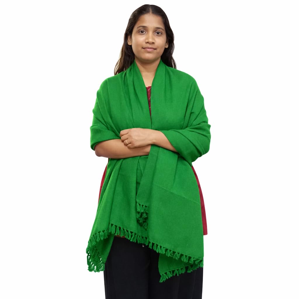 Jarvas acrylic shawl | Hand Woven Woollen shawl |acrylic winter shawl for men and women |winter warm shawl | Salvai (36 x 72 inches) Green-picture-43