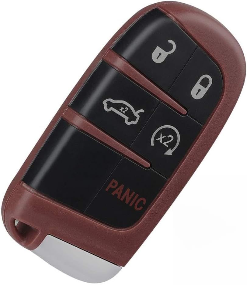 Beefunny New Red Replacement Remote Car Key Shell Case Fob 5 Buttons for Chrysler Jeep Dodge 2011-2018 (2)
