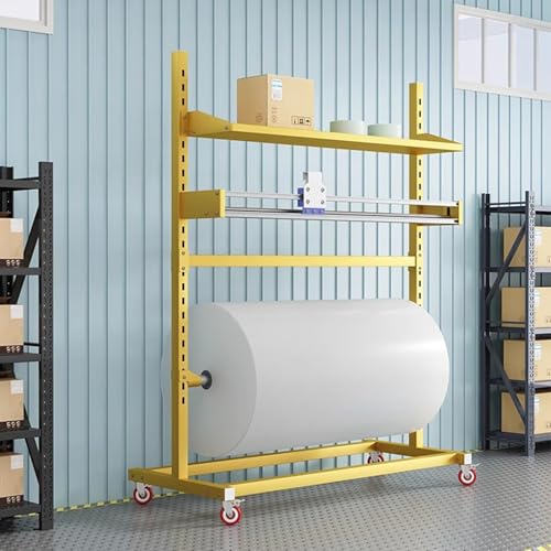 Dispensador de plástico de burbujas resistente con cortador, soporte móvil para rollo de suelo, ancho ajustable, carga de 50 kg, ruedas de bloqueo para embalaje de almacén