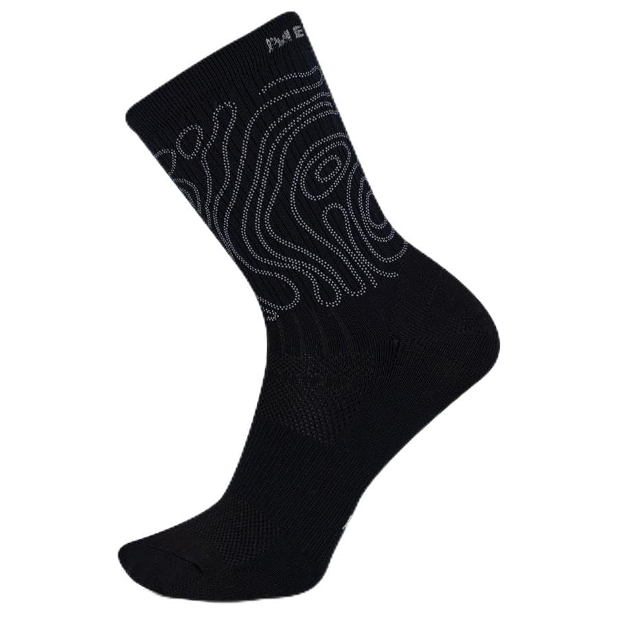 Merrell Reflective Trail Runner Light Crew Socks 1 Pair, Black, Men's 5-8.5 / Women's 5-9.5