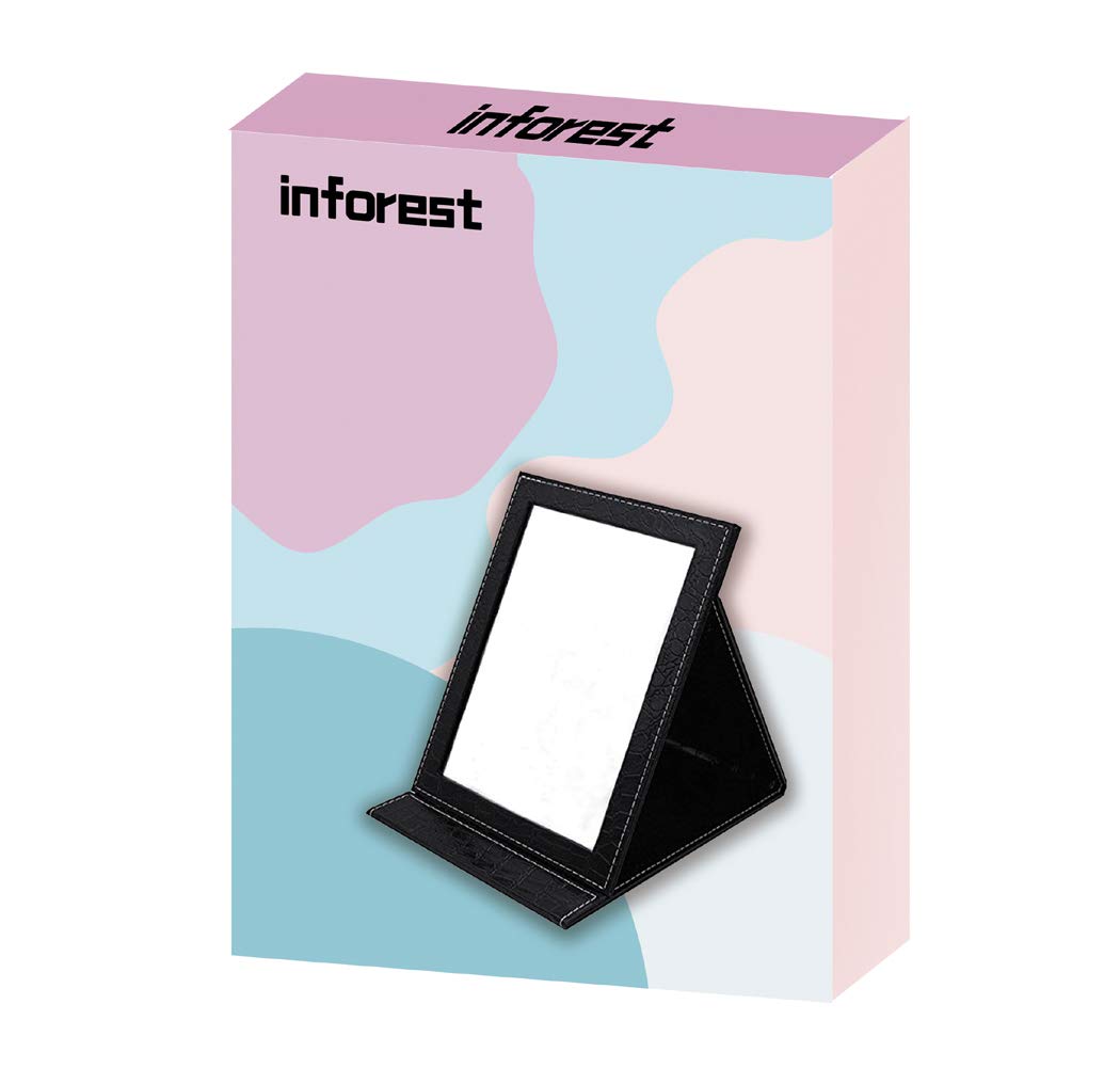 Folding Travel Vanity Mirror with Desktop Standing Makeup Mirror for Cosmetics Personal Beauty Portable Mirrors (Black) : Beauty & Personal Care