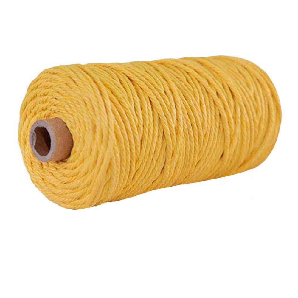 109 Yard 4mm Gold Yellow Macrame Cotton Cord Crochet Knitting Weaving Natural Twisted Cotton Rope DIY Wall Hanging Plant Hanger DIY Bag Craft Art Yarn