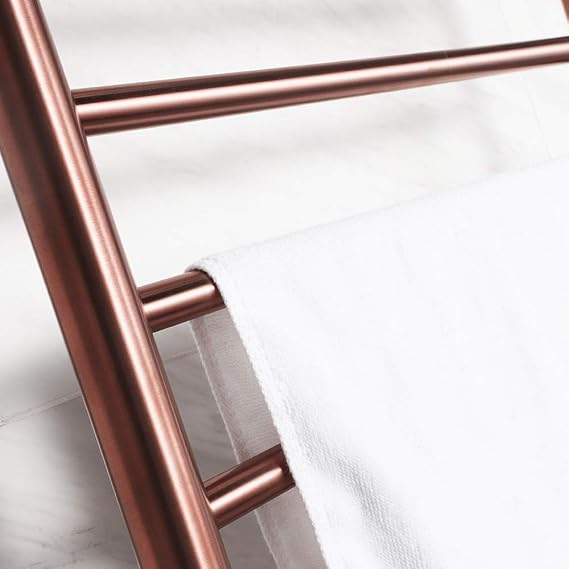 Electric Towel Warmer, Rose Gold Heated Towel Rack with 10 Bars 304 Stainless Steel Electric Drying Rack Wall Mounted Bath Towel Heater, Clothes Airer Dryer for Bathroom, 80×50cm,Hardwired