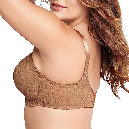 Bali Lace 'N Smooth Underwire Bra, Lace Bra With Stay-In-Place Straps, Full-Coverage Stretch-Lace Underwire Bra For Everyday, Cinnamon Butter, 34C #TOP1
