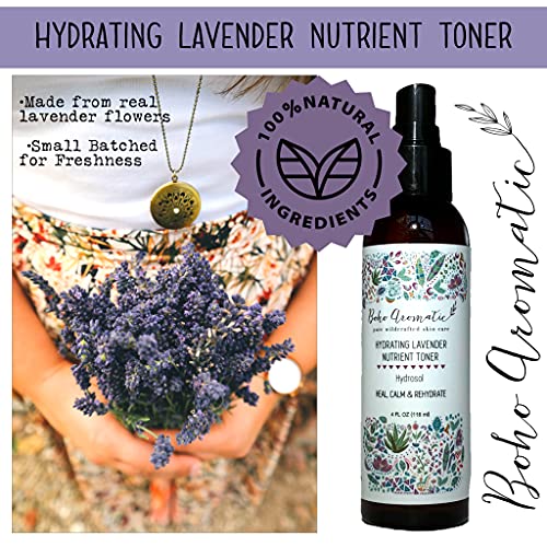 Boho Aromatic | Hydrating Lavender Nutrient Face Mist Spray | Natural Fresh Hydrosol | Lavender Face Mist | Refresh Hydrate Face With A Mist 4 Fl Oz #TOP6