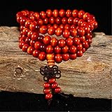 LeGDOr 1 Pulsera de Rosario de Loto de sándalo Natural, joyería para Hombres y Mujeres, Cuentas de Madera de oración de Buda, Pulsera Vintage, Rojo 2